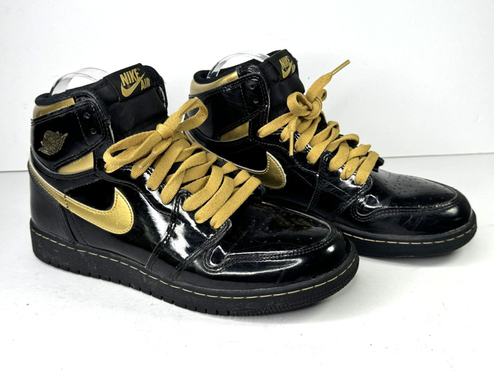 Nike Air Jordan 1 Retro High OG Shoes Youth 7Y Black Gold Basketball 575441-032